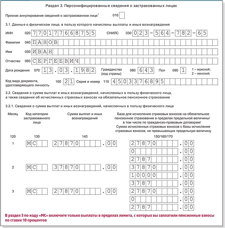 Персональные сведения о физ лицах за январь 2023 года образец заполнения